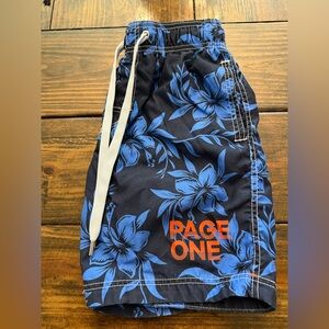 Men's Blue Floral Hybrid Swim/ Board Shorts (S)